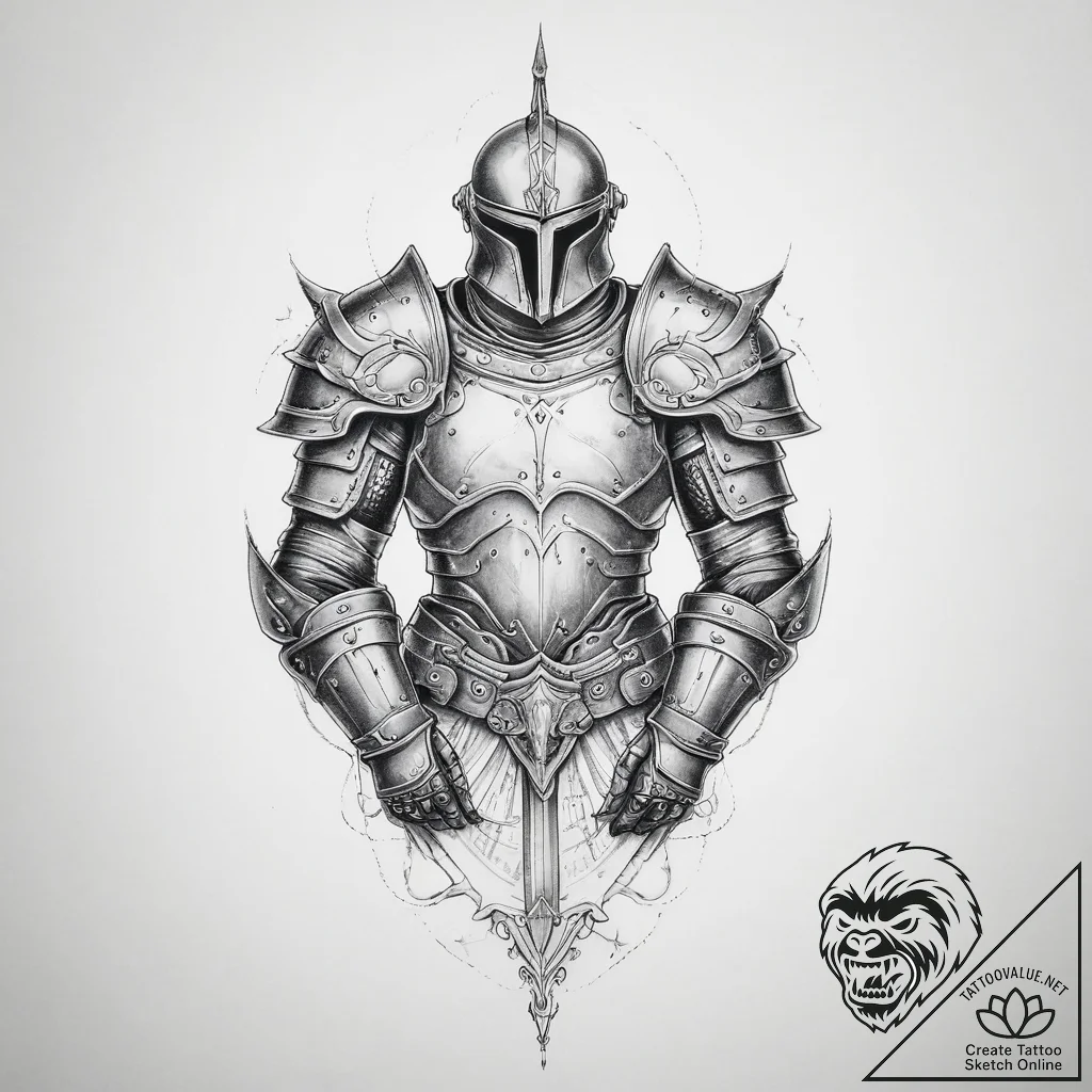 Tattoo sketch armor - tattoo sketch (№1756111725_0, 25.08.2025 08:48) — tattoovalue.net