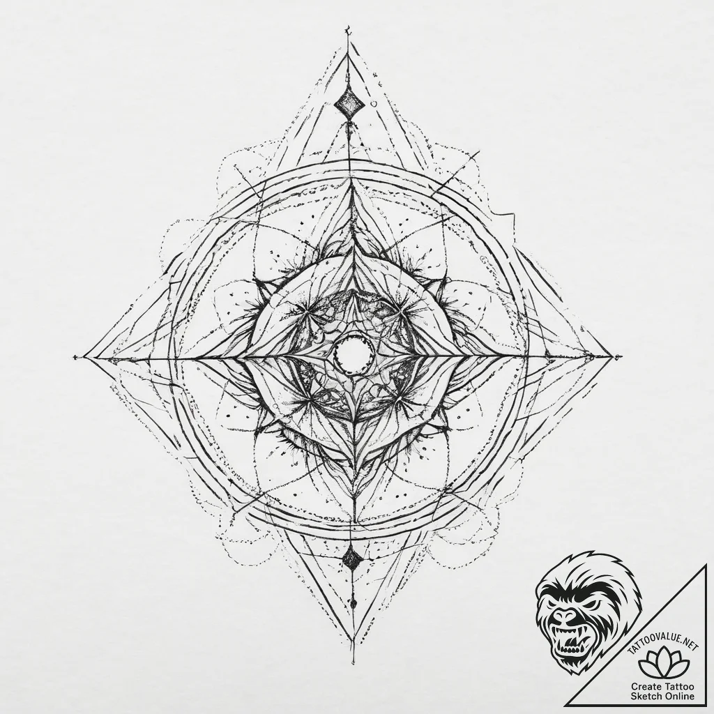 Tattoo sketch geometric nebula, tattoo line a... - tattoo sketch (№1756111925_0, 25.08.2025 08:52) — tattoovalue.net