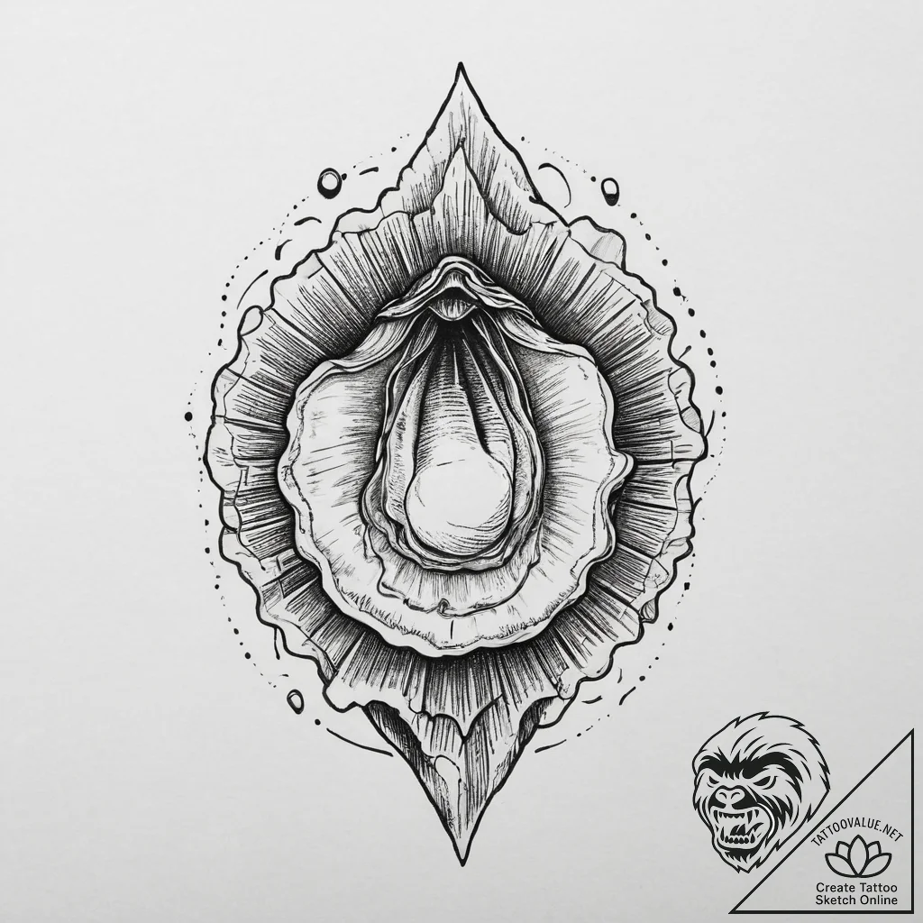 Tattoo sketch oyster, ink illustration for ta... - tattoo sketch (№1756112916_0, 25.08.2025 09:08) — tattoovalue.net