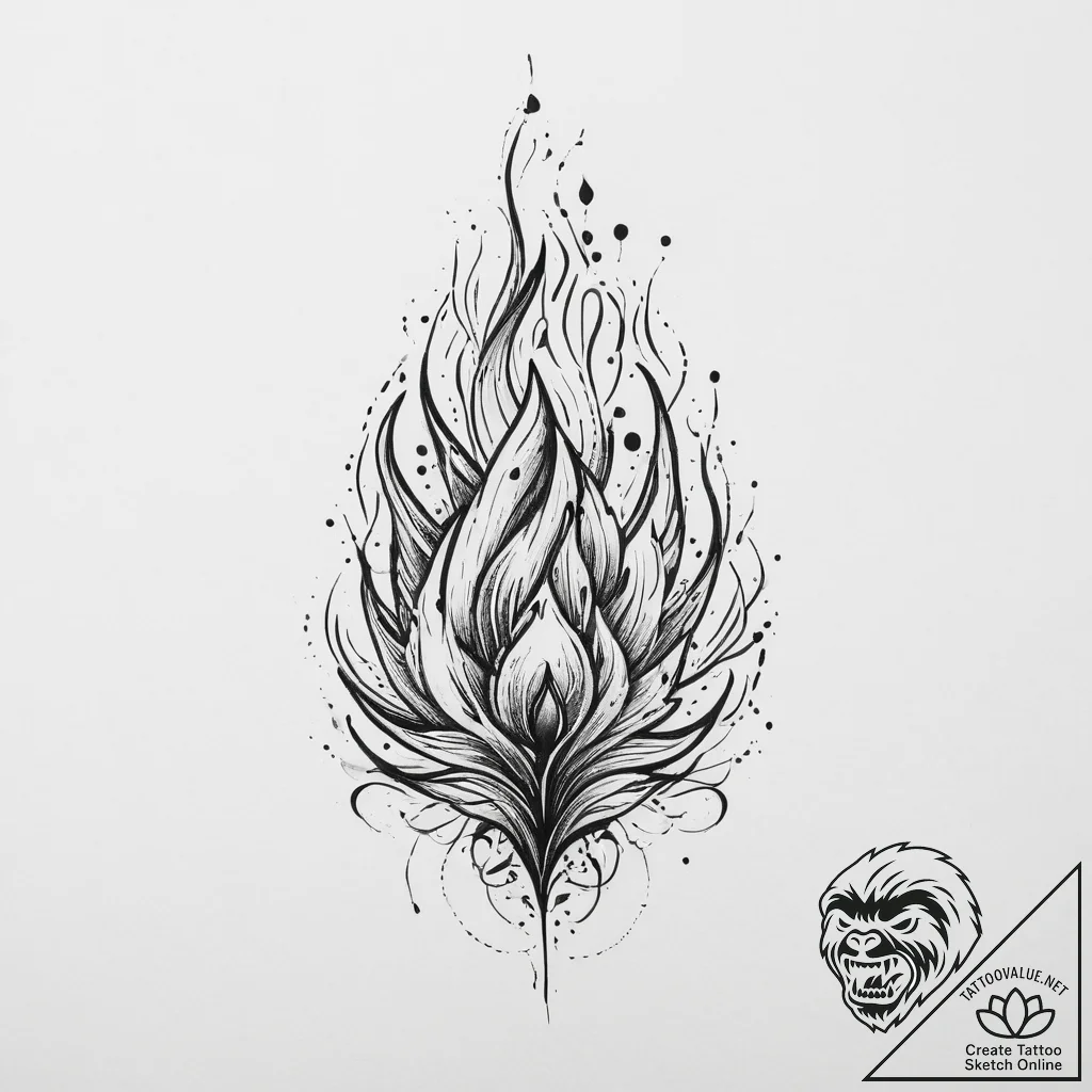 Tattoo sketch elemental of fire, ink illustra... - tattoo sketch (№1756115334_0, 25.08.2025 09:48) — tattoovalue.net