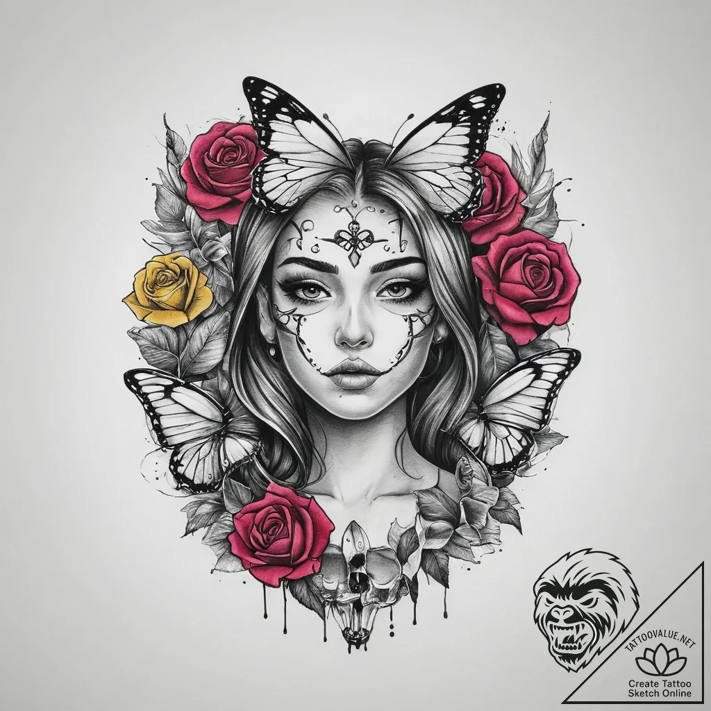 Tattoo sketch butterfly girl tattoo, tattoo s... - tattoo sketch (№1756118095_0, 25.08.2025 10:34) — tattoovalue.net