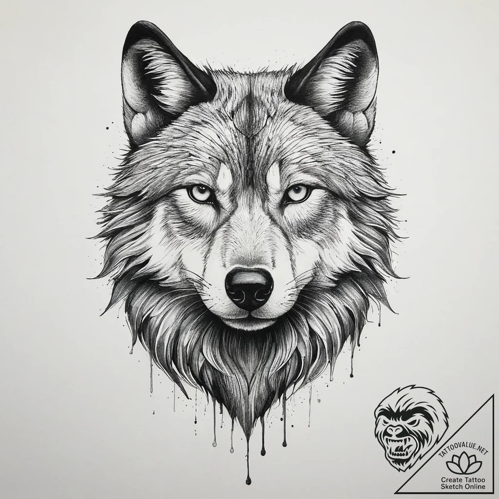 Tattoo sketch wolf, tattoo sketch design, bla... - tattoo sketch (№1756118488_0, 25.08.2025 10:41) — tattoovalue.net