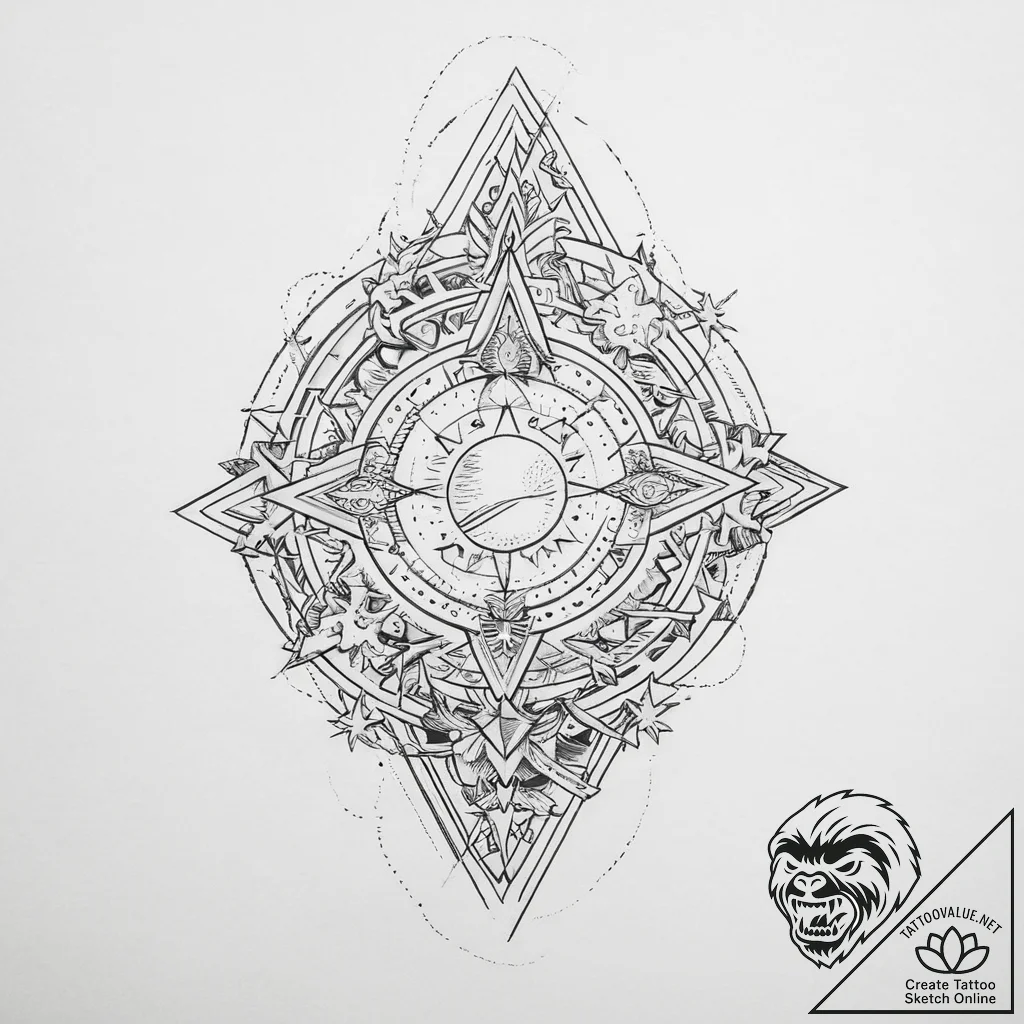 Tattoo sketch cosmic tale - tattoo sketch (№1756118685_0, 25.08.2025 10:44) — tattoovalue.net