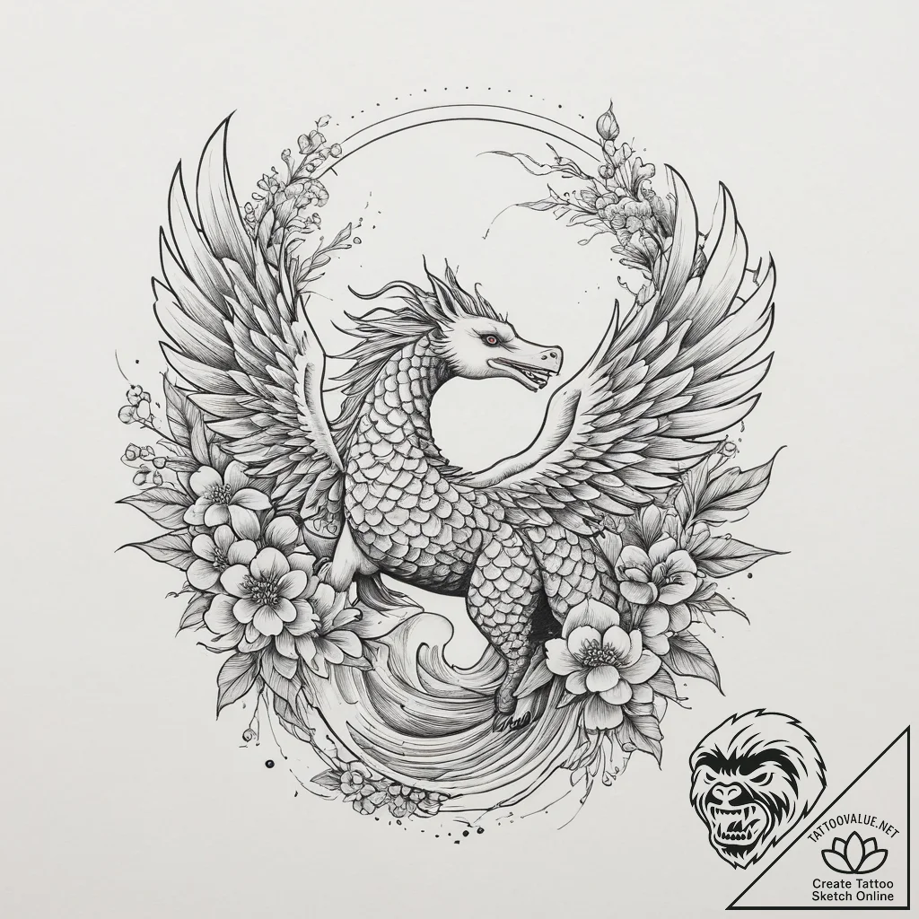 Tattoo sketch pegasus wings, tattoo flash she... - tattoo sketch (№1756119078_0, 25.08.2025 10:51) — tattoovalue.net