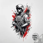 Tattoo sketch soldier on patrol, tattoo line… – tattoo sketch (№1756121051_0, 25.08.2025 11:24) — tattoovalue.net