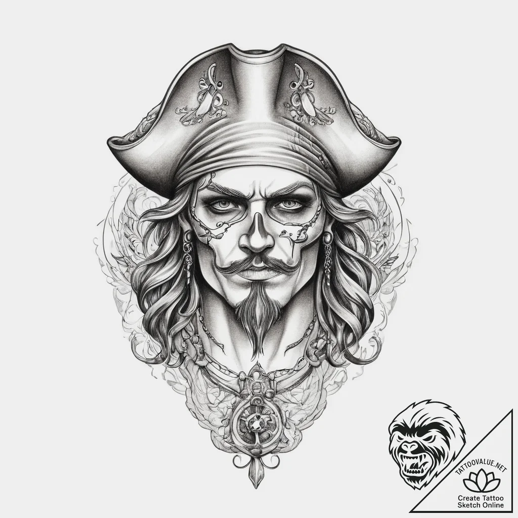 Tattoo sketch пират, tattoo sketch design, on... - tattoo sketch (№1756121446_0, 25.08.2025 11:30) — tattoovalue.net