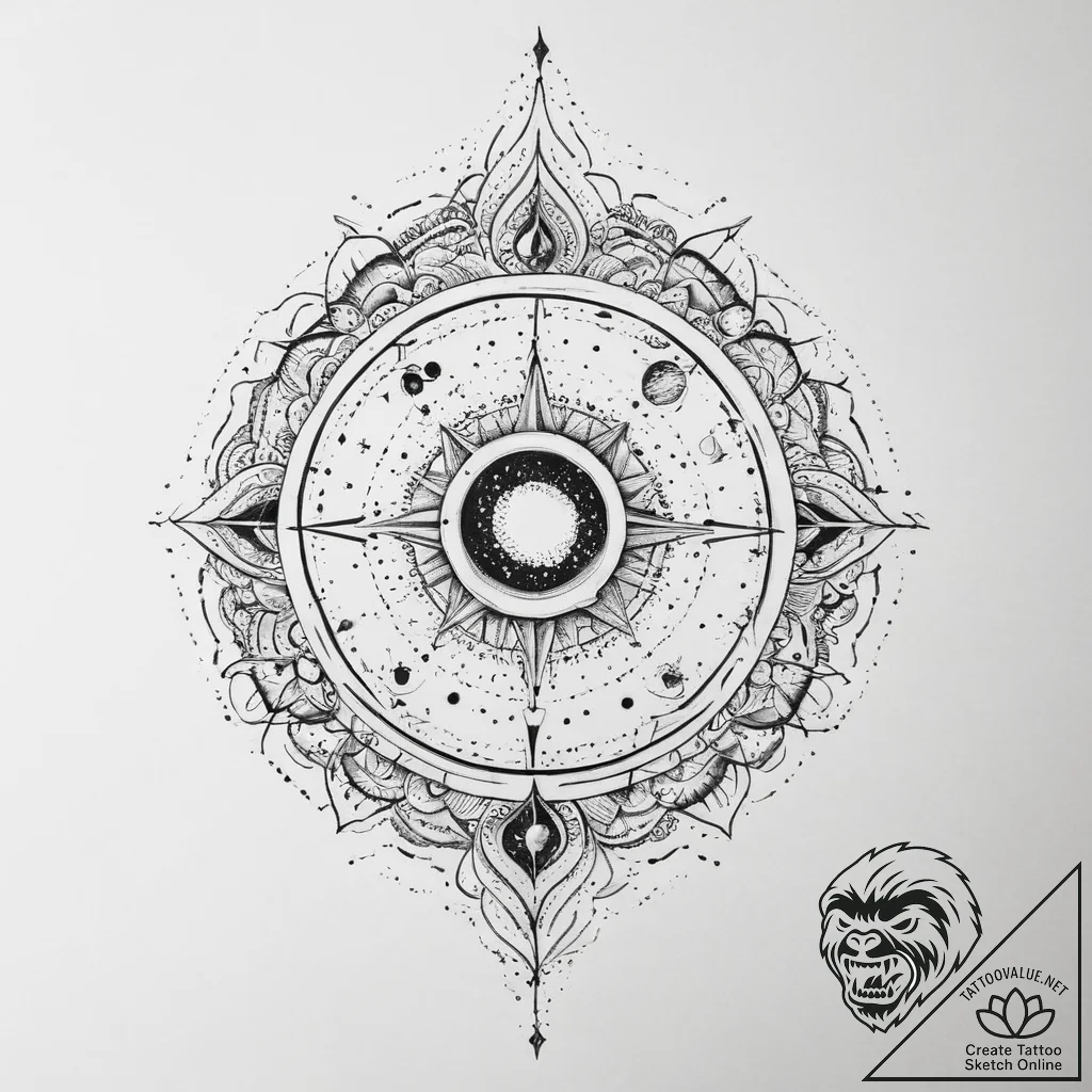 Tattoo sketch cosmic creation - tattoo sketch (№1756121643_0, 25.08.2025 11:34) — tattoovalue.net