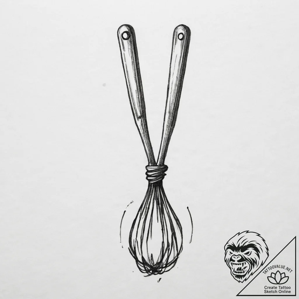 Tattoo sketch spatula with a whisk - tattoo sketch (№1756123219_0, 25.08.2025 12:00) — tattoovalue.net