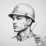 Tattoo sketch soldier with a thread, tattoo l… – tattoo sketch (№1756123613_0, 25.08.2025 12:06) — tattoovalue.net