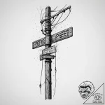 Tattoo sketch telephone pole with a sign, tat… – tattoo sketch (№1756124595_0, 25.08.2025 12:23) — tattoovalue.net