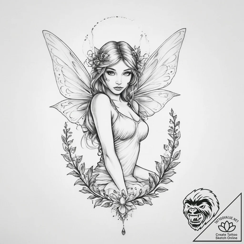 Tattoo sketch fairy with light - tattoo sketch (№1756125385_0, 25.08.2025 12:36) — tattoovalue.net