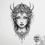 Tattoo sketch mystical character – tattoo sketch (№1756125975_0, 25.08.2025 12:46) — tattoovalue.net
