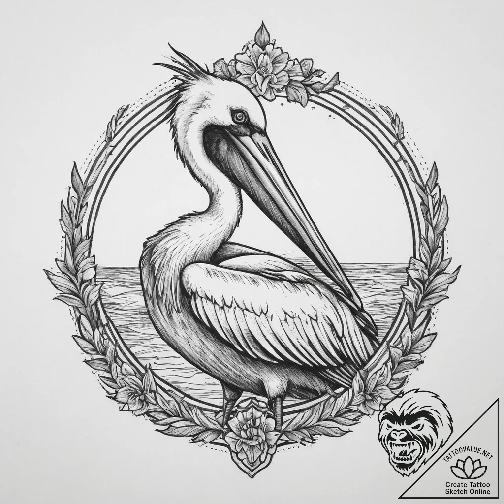 Tattoo sketch puns a pelican that says "i'm a... - tattoo sketch (№1756126582_0, 25.08.2025 12:56) — tattoovalue.net