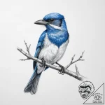 Tattoo sketch scrub jay – tattoo sketch (№1756127586_0, 25.08.2025 13:13) — tattoovalue.net
