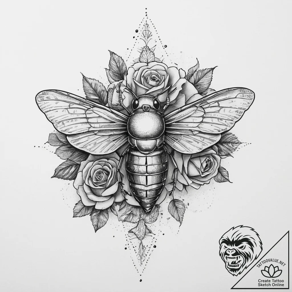 Tattoo sketch cicada, tattoo flash sheet desi... - tattoo sketch (№1756128588_0, 25.08.2025 13:29) — tattoovalue.net