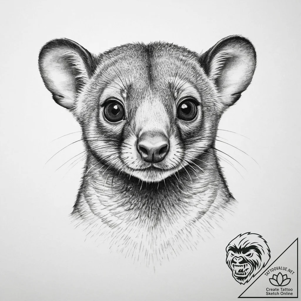 Tattoo sketch kinkajou - tattoo sketch (№1756128790_0, 25.08.2025 13:33) — tattoovalue.net