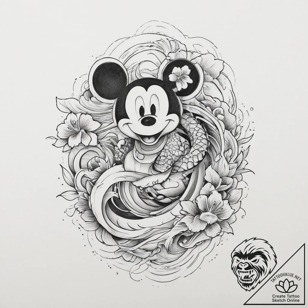 Tattoo sketch mickey mouse, tattoo drawing ou... - tattoo sketch (№1756129978_0, 25.08.2025 13:52) — tattoovalue.net