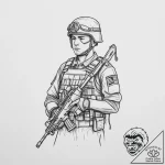 Tattoo sketch soldier with a paper, concept a… – tattoo sketch (№1756131947_0, 25.08.2025 14:25) — tattoovalue.net