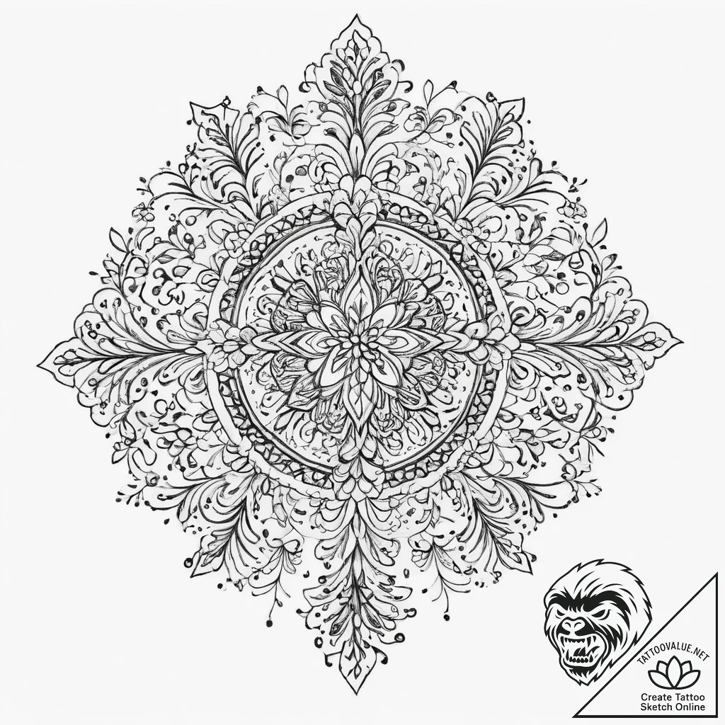 Tattoo sketch slavic embroidery pattern with... - tattoo sketch (№1756133935_0, 25.08.2025 14:58) — tattoovalue.net