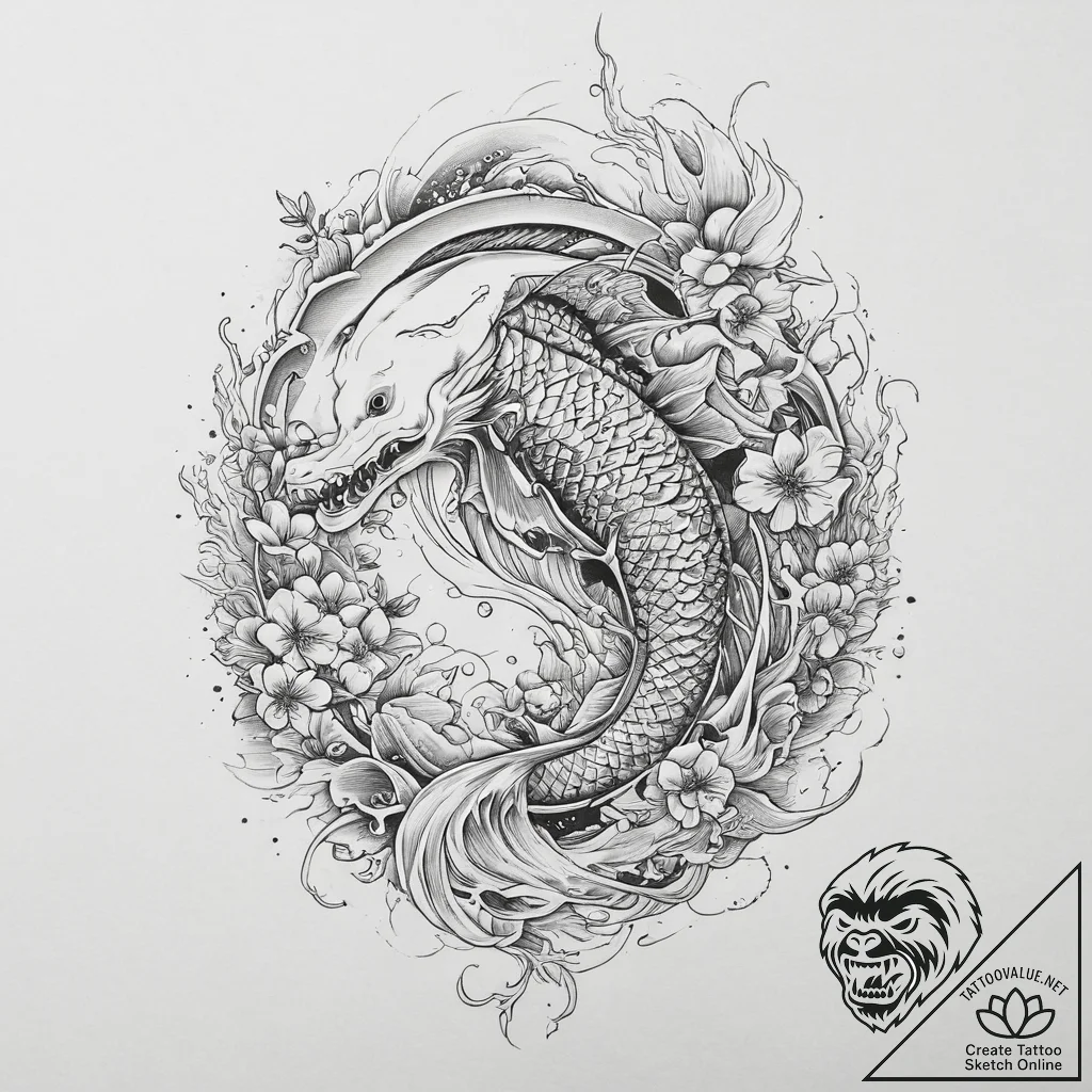 Tattoo sketch jonah and the whale, concept ar... - tattoo sketch (№1756134327_0, 25.08.2025 15:05) — tattoovalue.net