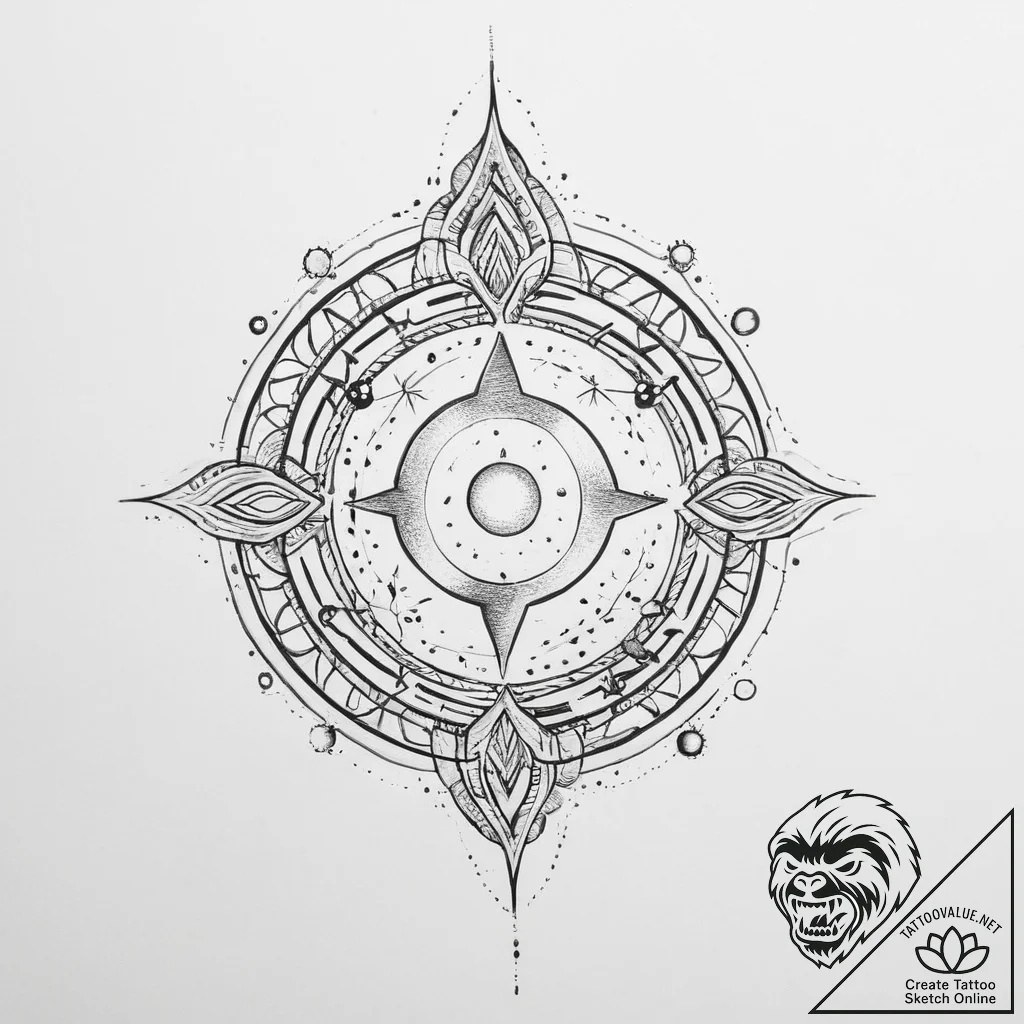 Tattoo sketch cosmic existence - tattoo sketch (№1756135113_0, 25.08.2025 15:18) — tattoovalue.net