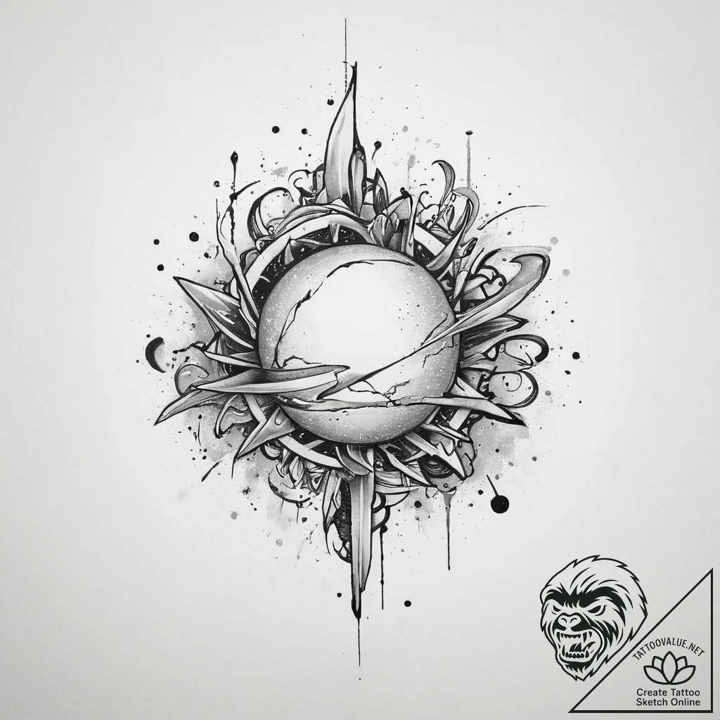 Tattoo sketch cosmic scene, tattoo line art,... - tattoo sketch (№1756135702_0, 25.08.2025 15:28) — tattoovalue.net