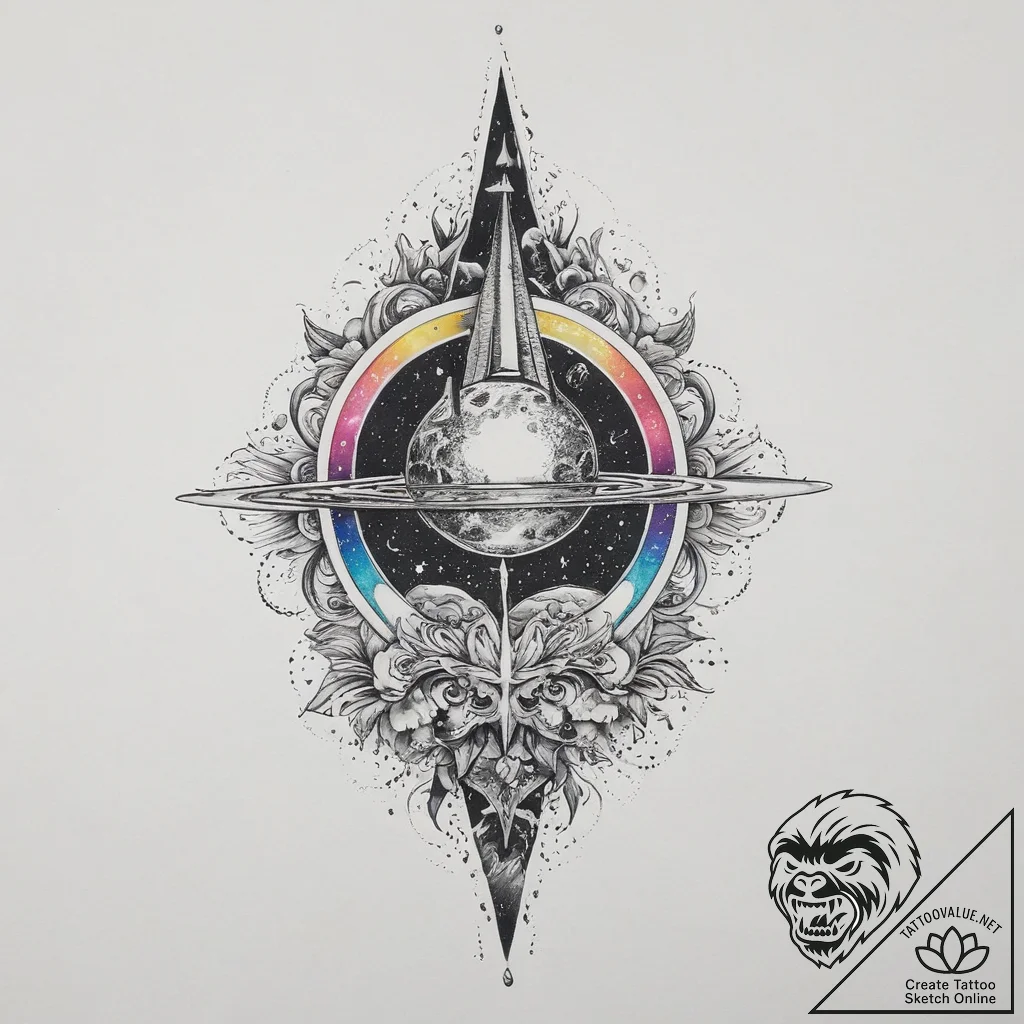 Tattoo sketch cosmic kingdom, artistic tattoo... - tattoo sketch (№1756137481_0, 25.08.2025 15:58) — tattoovalue.net