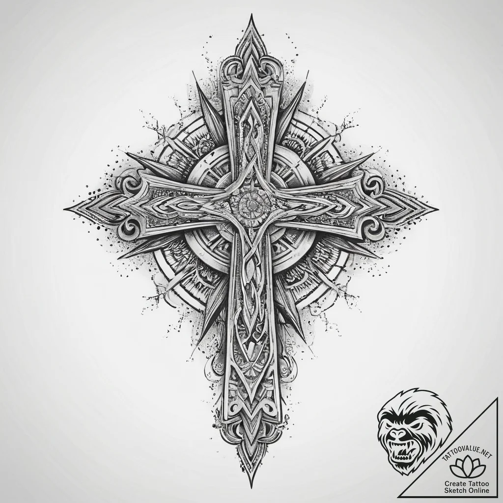 Tattoo sketch divine existence, ink illustrat... - tattoo sketch (№1756138270_0, 25.08.2025 16:11) — tattoovalue.net