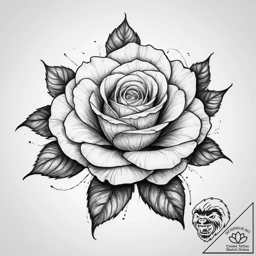 Tattoo sketch rose flower - tattoo sketch (№1756138866_0, 25.08.2025 16:21) — tattoovalue.net