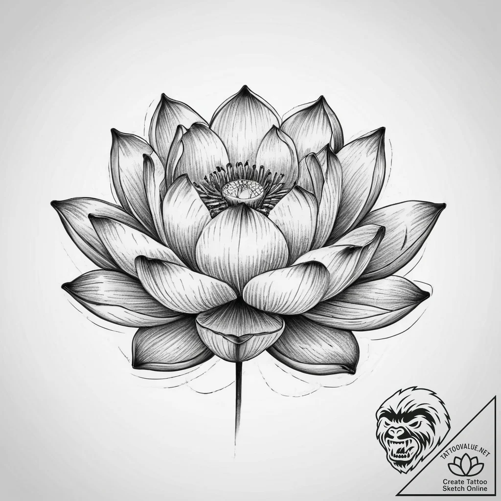 Tattoo sketch lotus flower blooming, tattoo s... - tattoo sketch (№1756139062_0, 25.08.2025 16:24) — tattoovalue.net