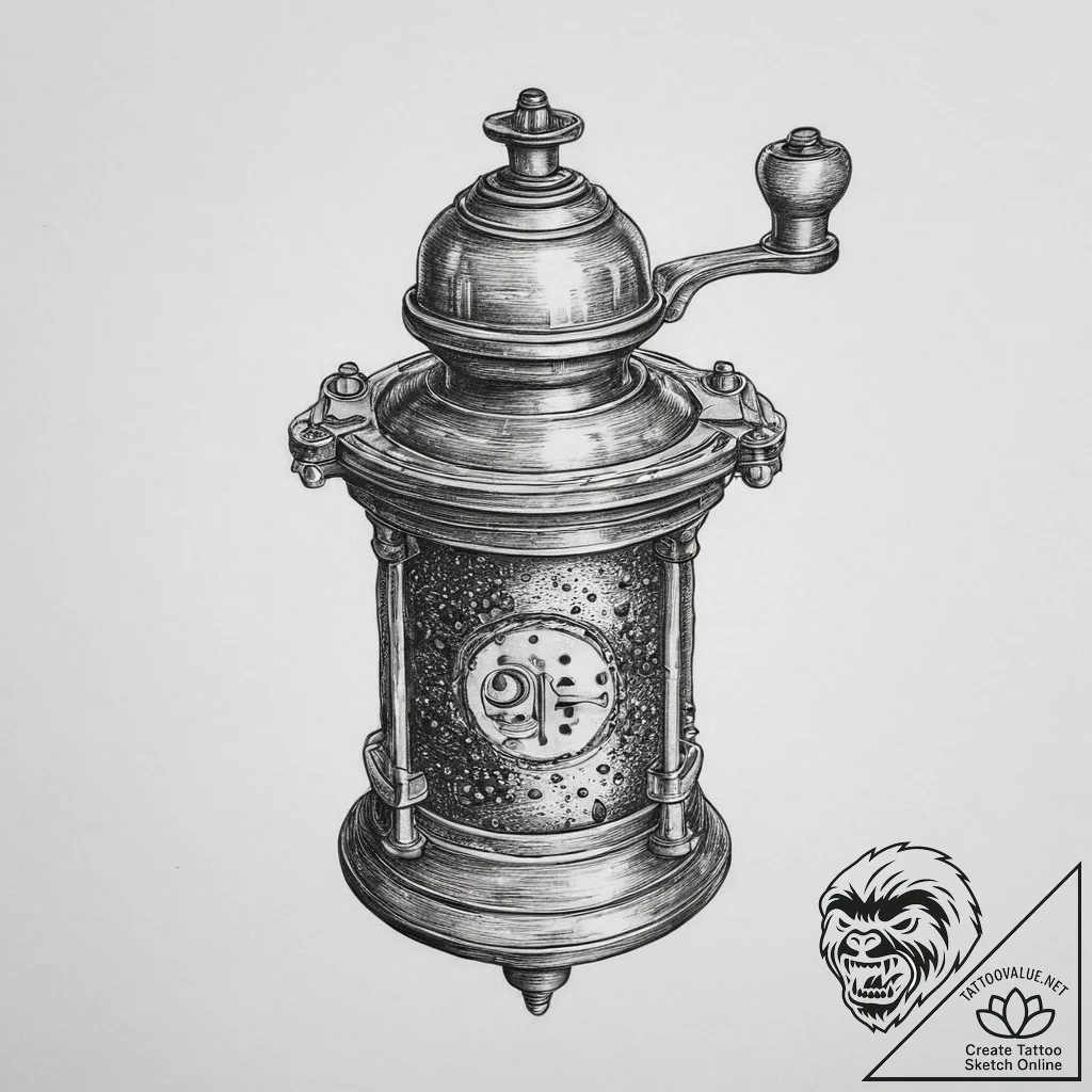 Tattoo sketch pepper grinder, tattoo drawing... - tattoo sketch (№1756141245_0, 25.08.2025 17:00) — tattoovalue.net