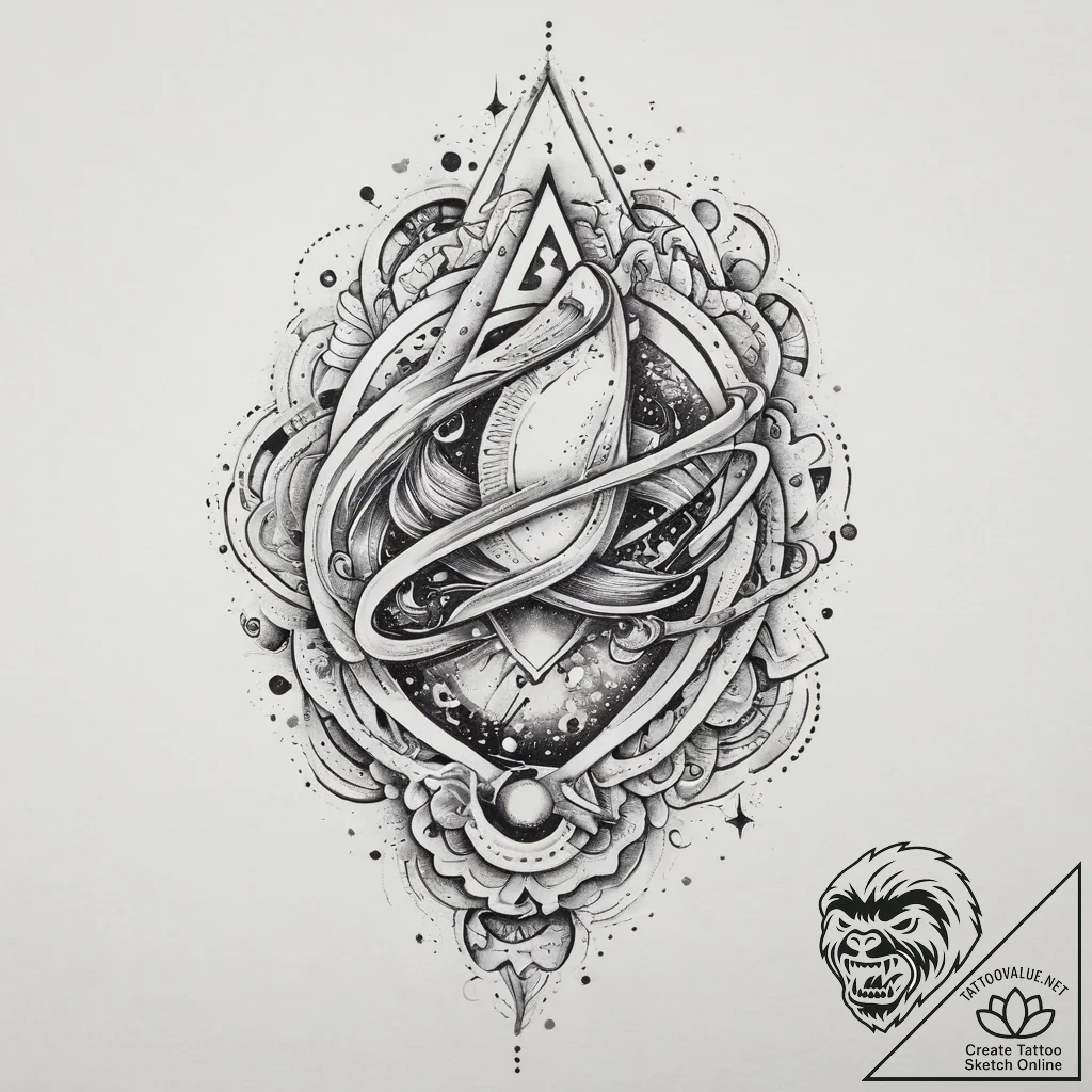 Tattoo sketch cosmic existence, tattoo sketch... - tattoo sketch (№1756141638_0, 25.08.2025 17:07) — tattoovalue.net