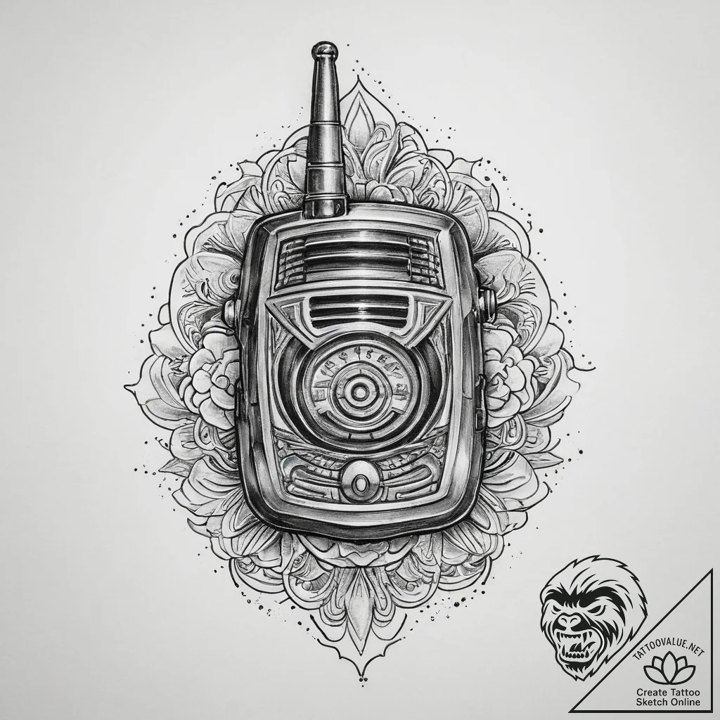 Tattoo sketch security guard walkie-talkie, i... - tattoo sketch (№1756141834_0, 25.08.2025 17:10) — tattoovalue.net