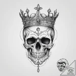 Tattoo sketch skull with crown, ink illustrat… – tattoo sketch (№1756142629_0, 25.08.2025 17:23) — tattoovalue.net