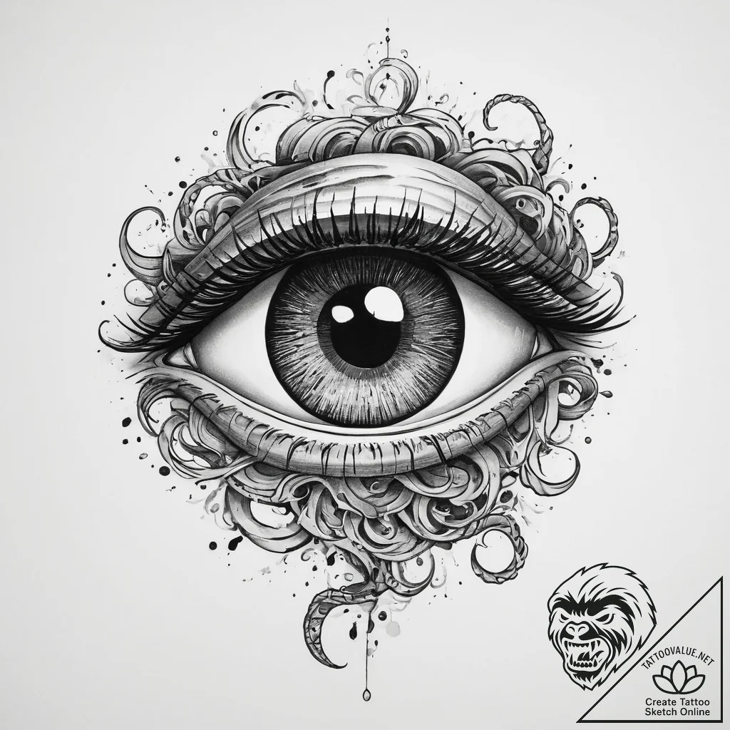 Tattoo sketch kraken eye, tattoo sketch desig... - tattoo sketch (№1756143031_0, 25.08.2025 17:30) — tattoovalue.net