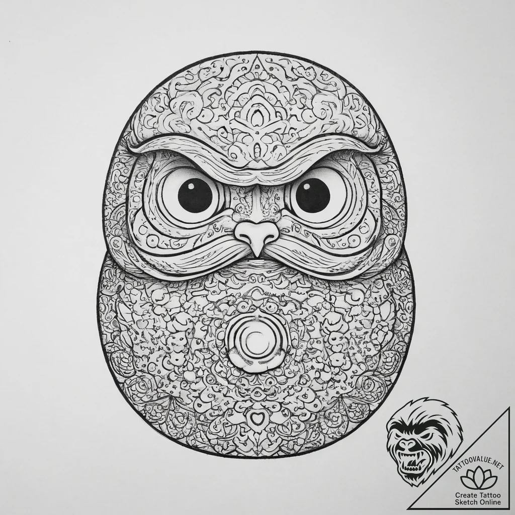 Tattoo sketch japanese daruma doll, concept a... - tattoo sketch (№1756143435_0, 25.08.2025 17:37) — tattoovalue.net