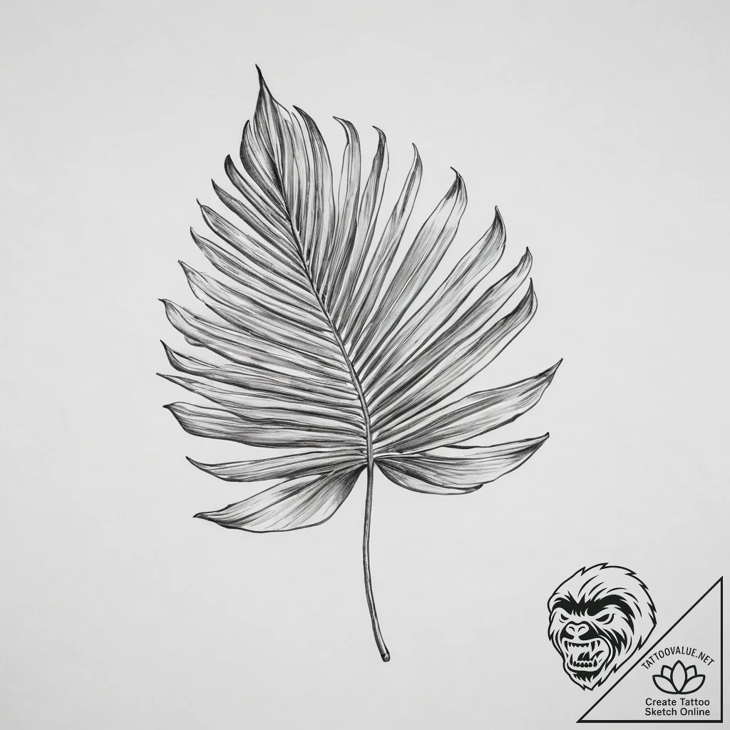Tattoo sketch palm leaf - tattoo sketch (№1756145014_0, 25.08.2025 18:03) — tattoovalue.net