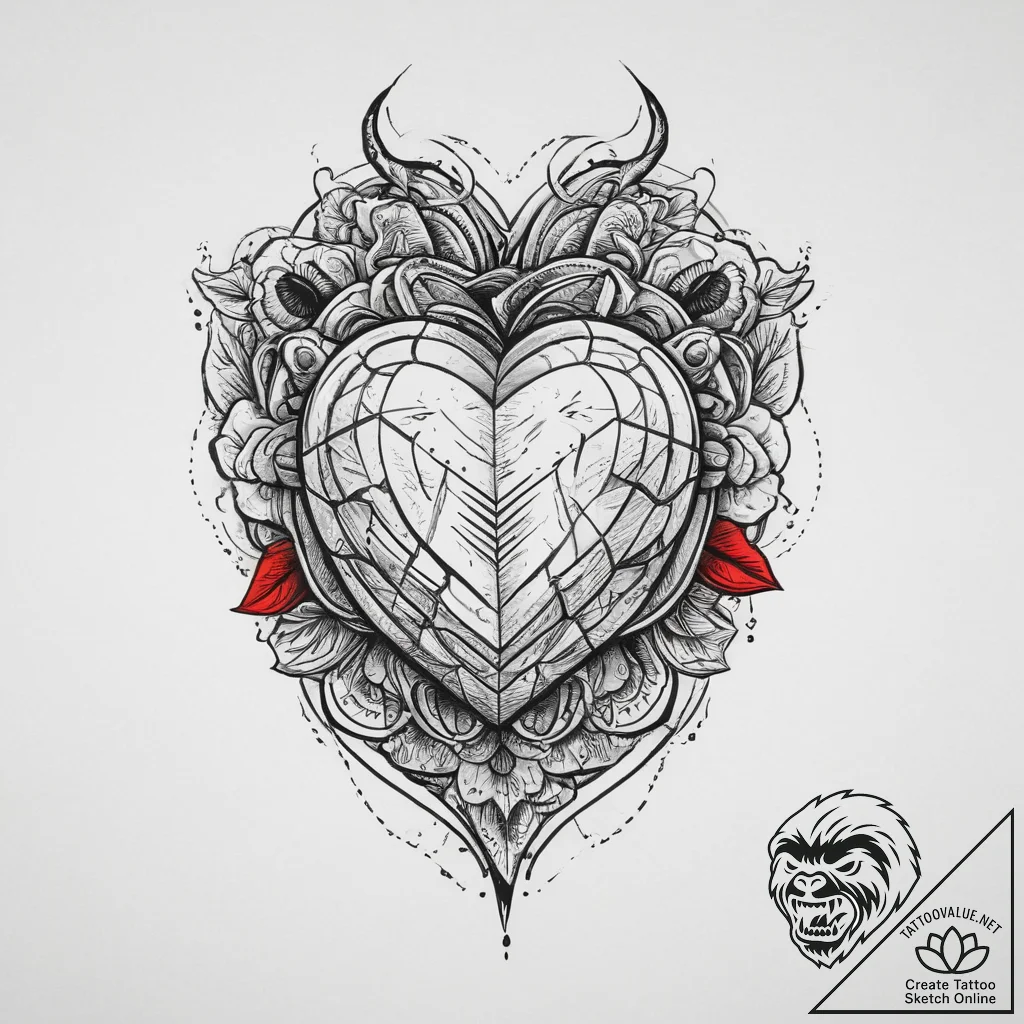 Tattoo sketch button-up shirt with a heart, i... - tattoo sketch (№1756145412_0, 25.08.2025 18:10) — tattoovalue.net