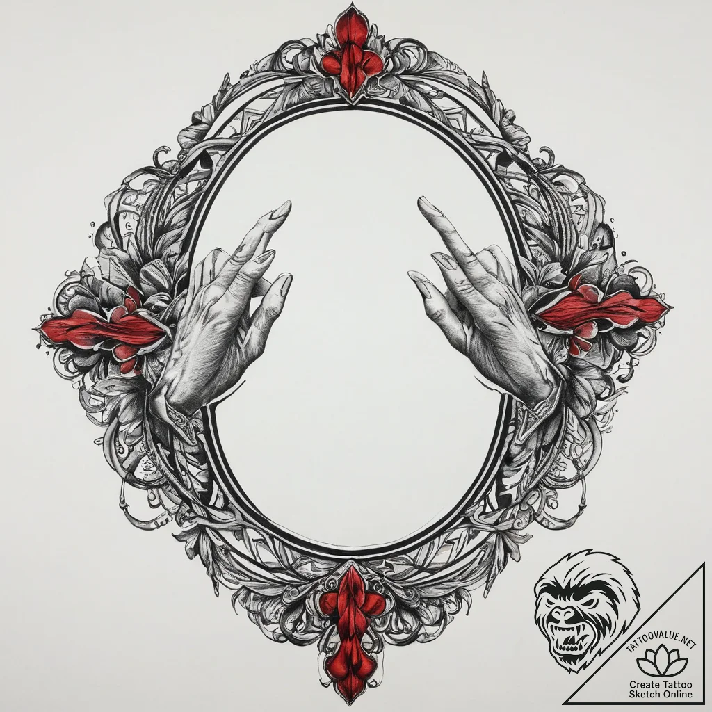 Tattoo sketch hands with a mirror, artistic t... - tattoo sketch (№1756147972_0, 25.08.2025 18:52) — tattoovalue.net
