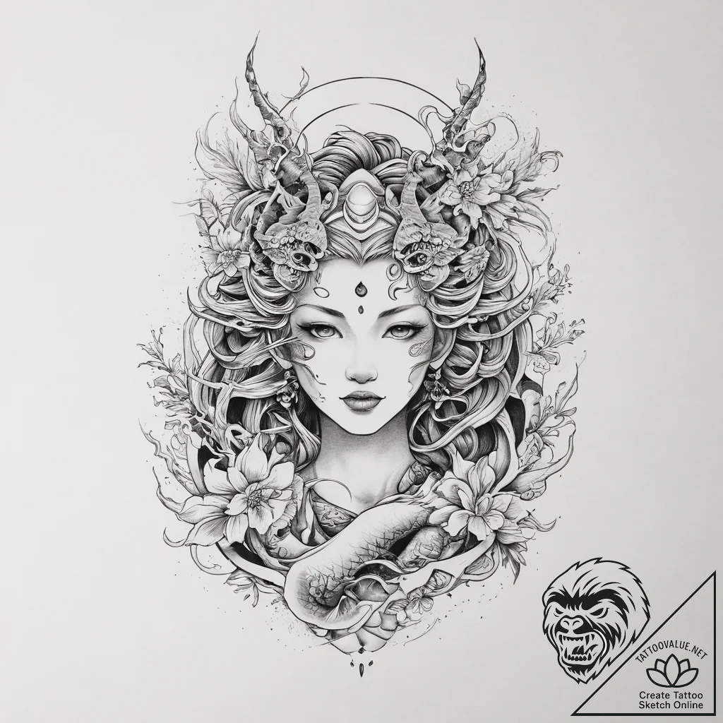 Tattoo sketch morana, the goddess of winter a... - tattoo sketch (№1756149769_0, 25.08.2025 19:22) — tattoovalue.net