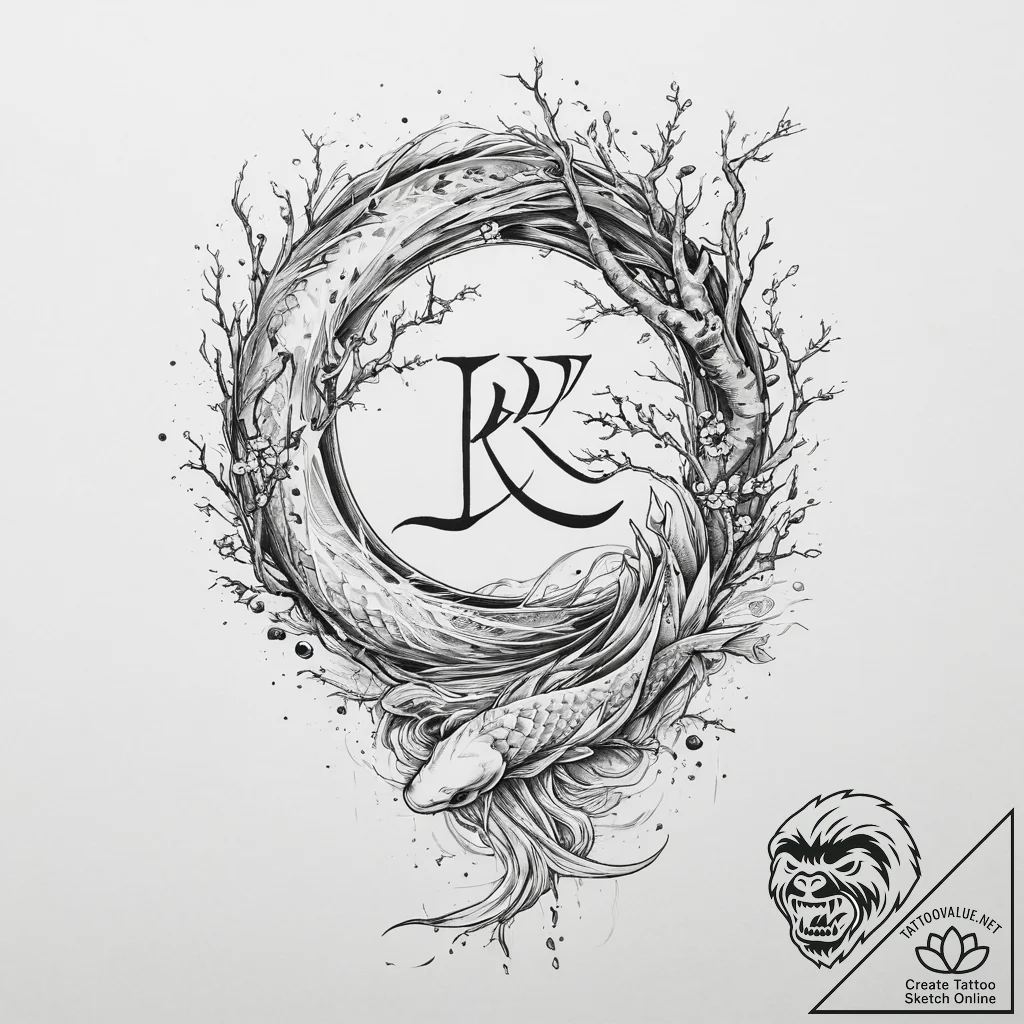Tattoo sketch berkanan rune with a birch tree... - tattoo sketch (№1756151571_0, 25.08.2025 19:52) — tattoovalue.net