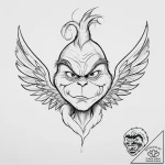 Tattoo sketch the grinch with a wing, tattoo… – tattoo sketch (№1756151777_0, 25.08.2025 19:56) — tattoovalue.net