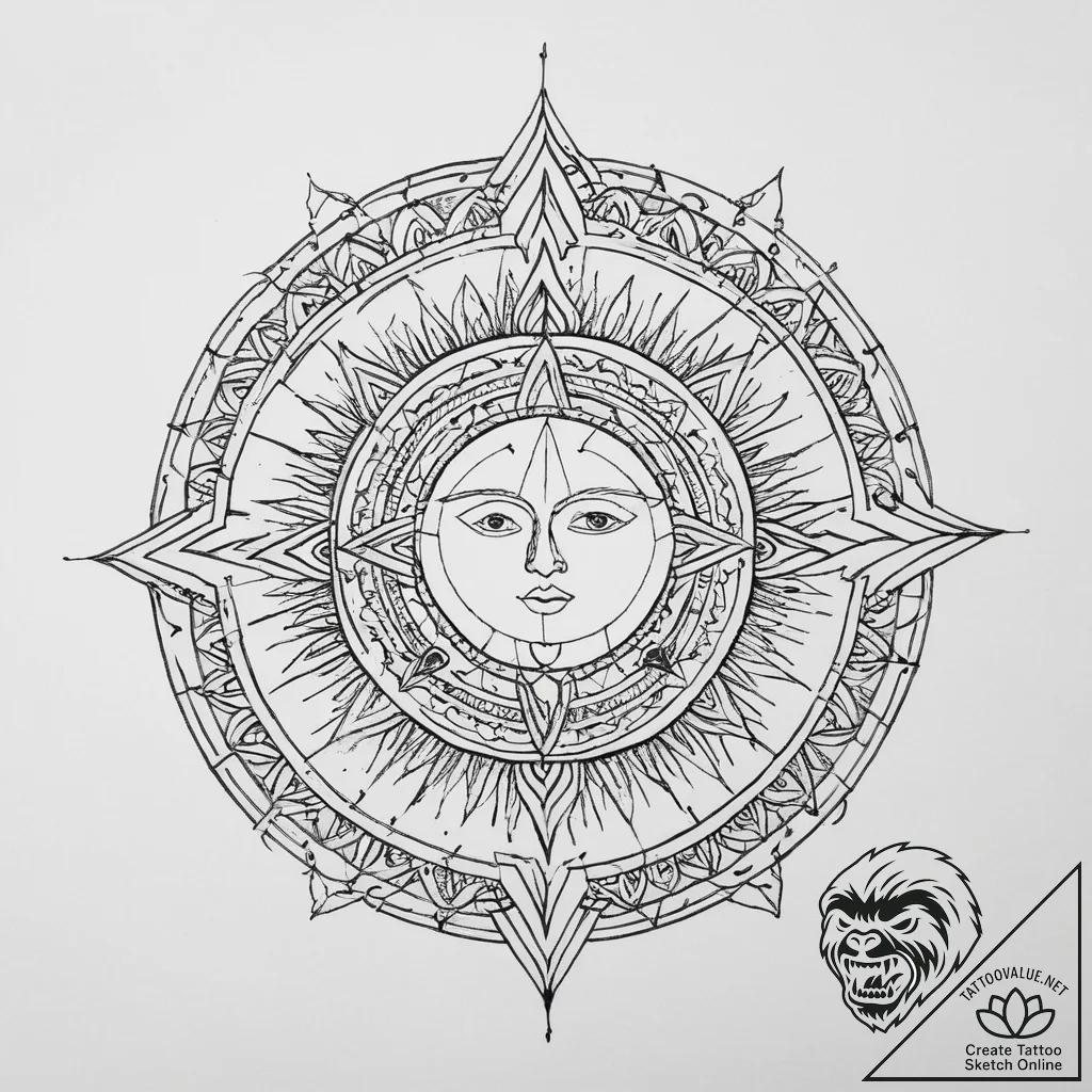 Tattoo sketch belobog, the light god, with a... - tattoo sketch (№1756153384_0, 25.08.2025 20:23) — tattoovalue.net