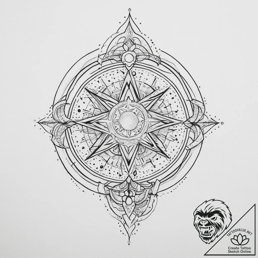 Tattoo sketch cosmic existence - tattoo sketch (№1756154974_0, 25.08.2025 20:49) — tattoovalue.net