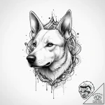 Tattoo sketch cosmic dog, ink illustration fo… – tattoo sketch (№1756156195_0, 25.08.2025 21:09) — tattoovalue.net