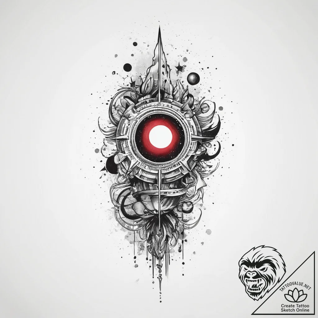 Tattoo sketch cosmic presence, ink illustrati... - tattoo sketch (№1756156591_0, 25.08.2025 21:16) — tattoovalue.net