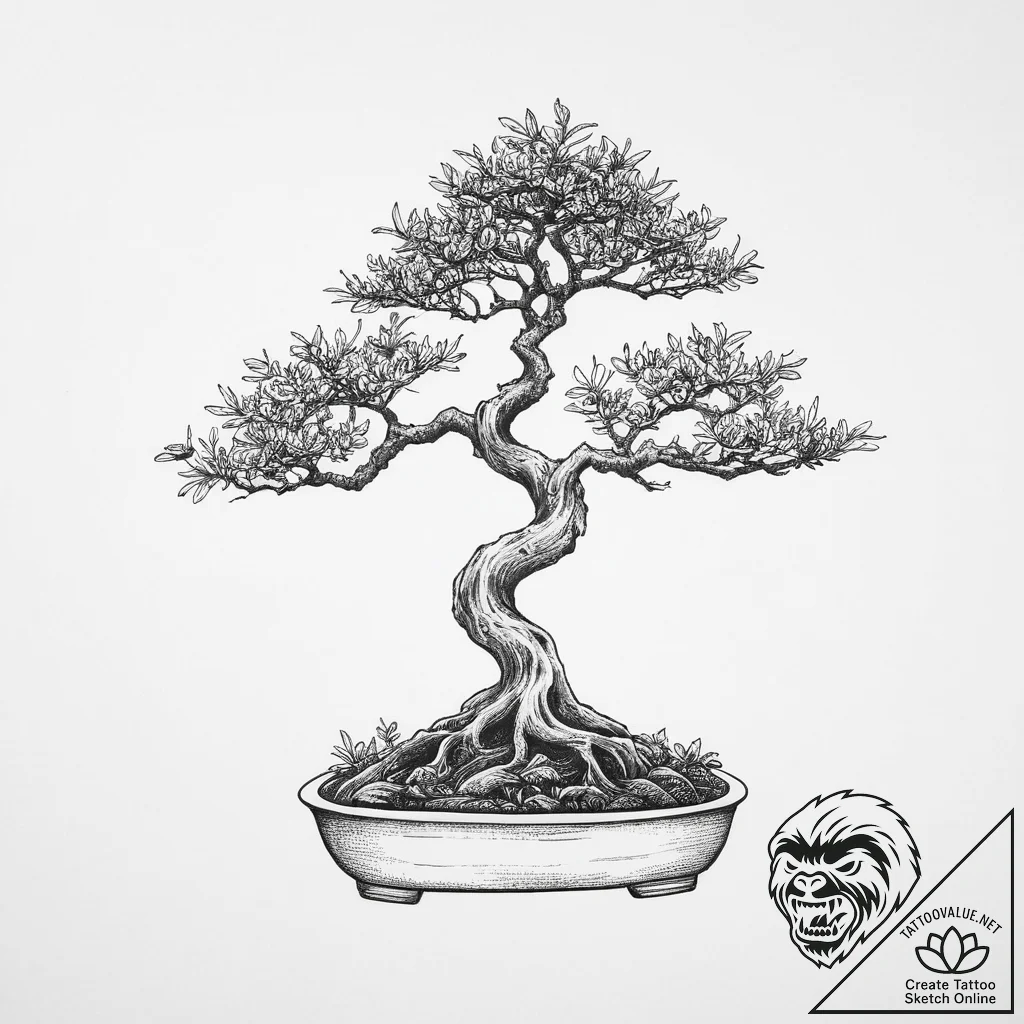 Tattoo sketch a bonsai tree, tattoo drawing o... - tattoo sketch (№1756157593_0, 25.08.2025 21:33) — tattoovalue.net