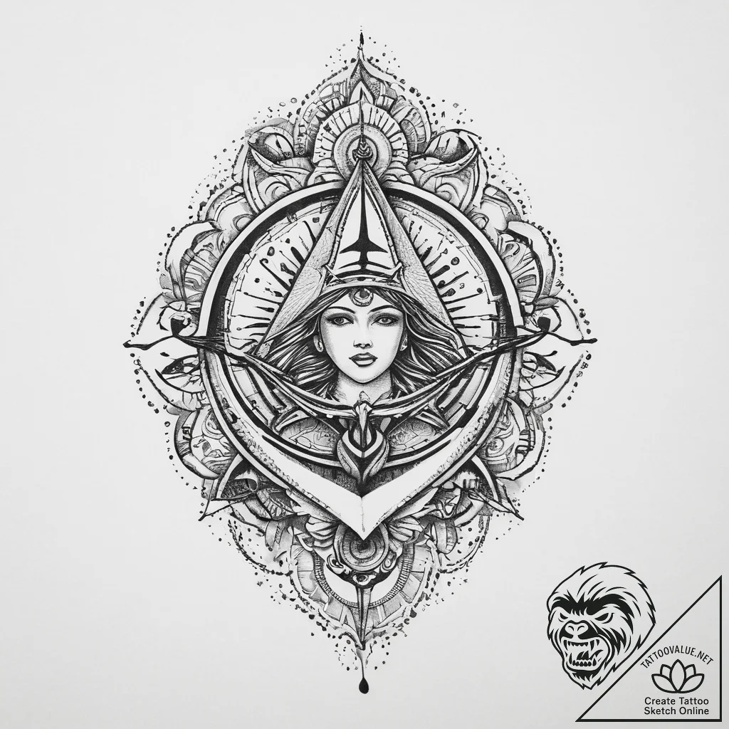 Tattoo sketch spiritual being, tattoo sketch... - tattoo sketch (№1756158387_0, 25.08.2025 21:46) — tattoovalue.net