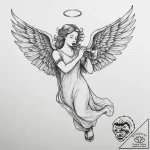 Tattoo sketch angel with trumpet, tattoo draw… – tattoo sketch (№1756160005_0, 25.08.2025 22:13) — tattoovalue.net