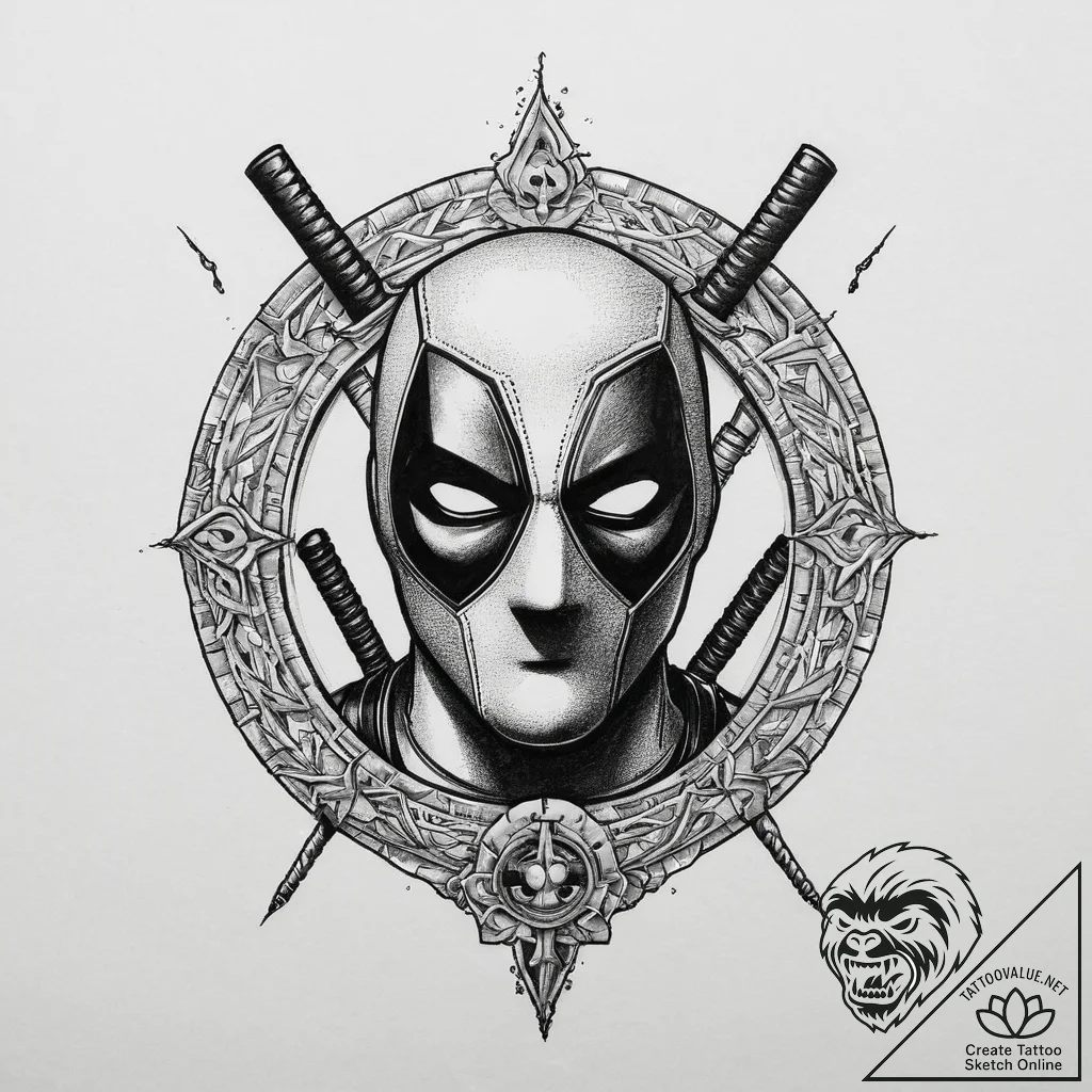 Tattoo sketch deadpool logo, artistic tattoo... - tattoo sketch (№1756160609_0, 25.08.2025 22:23) — tattoovalue.net